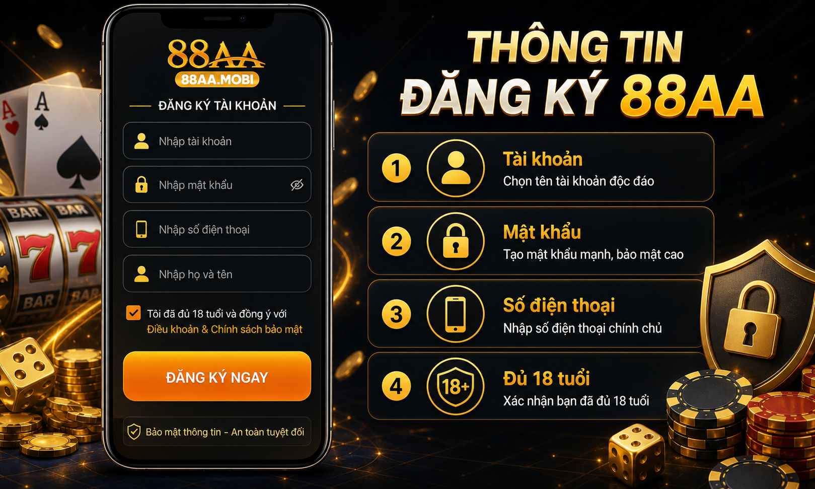 Đăng ký 88AA tạo tài khoản chính chủ an toàn