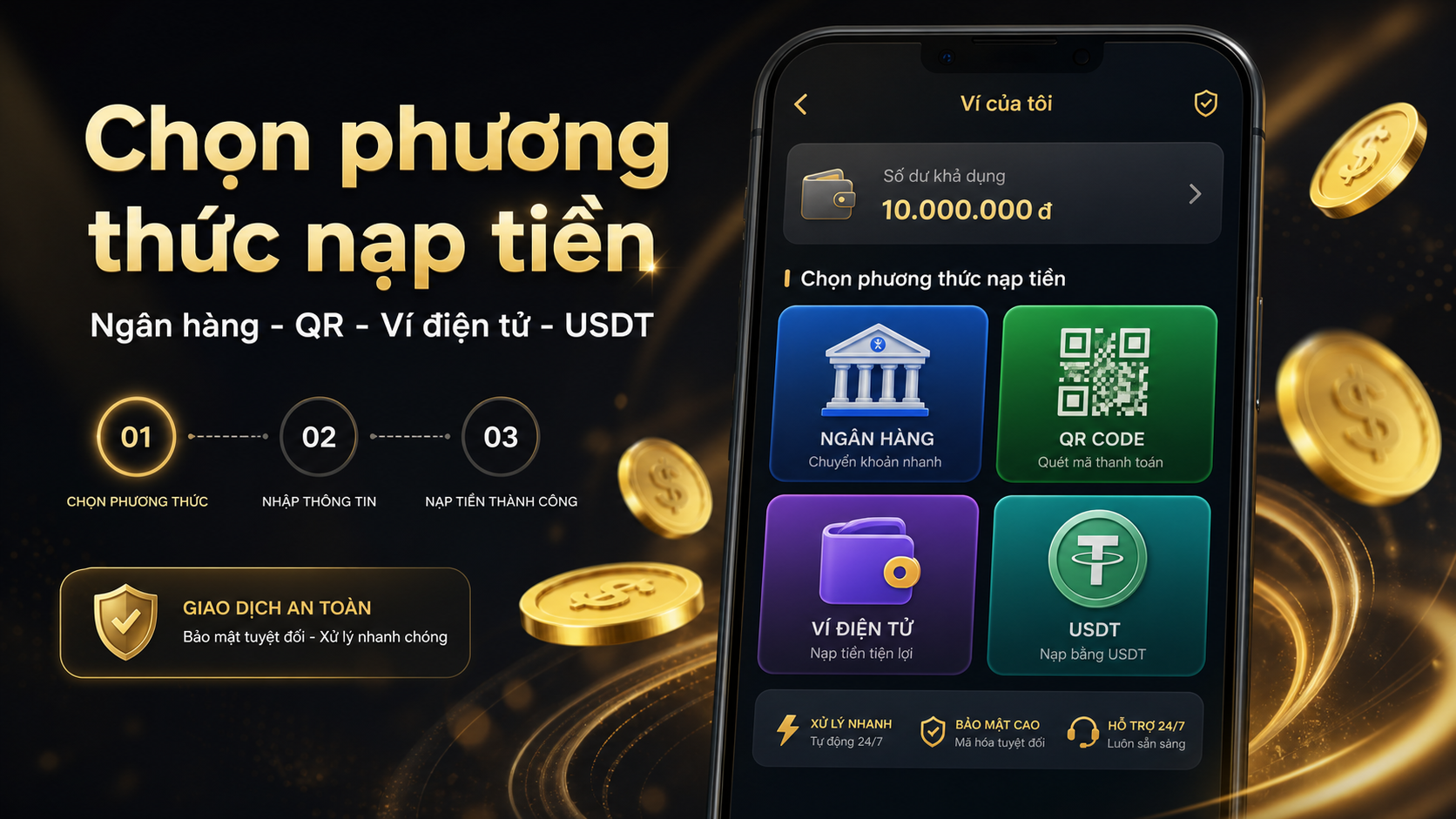 Chọn phương thức nạp tiền 88AA