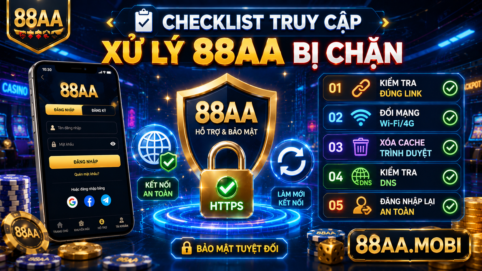 Checklist xử lý lỗi truy cập 88AA bị chặn