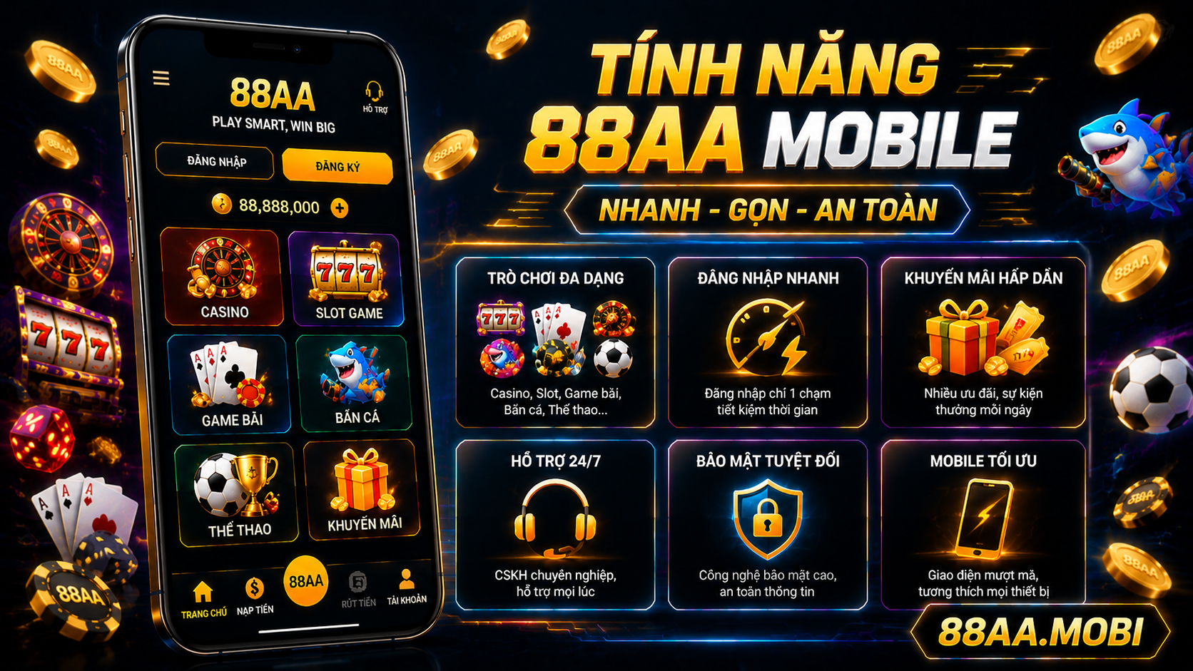 Tính năng nổi bật của 88AA mobile